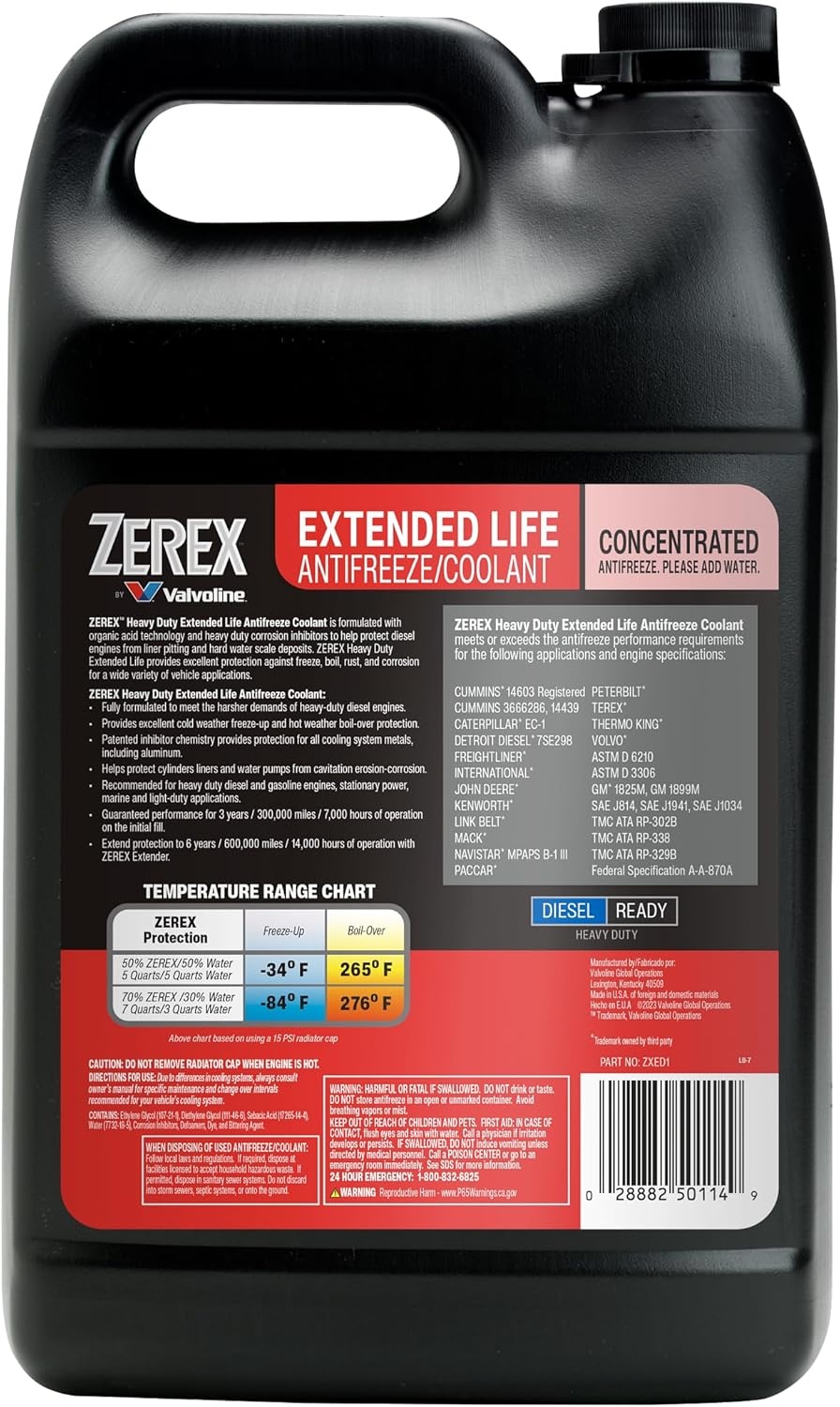 image:imageZerex Fully Formulated Pink Heavy Duty 5050 ReadytoUse Antifreeze Coolant 1 GallonConcentrate