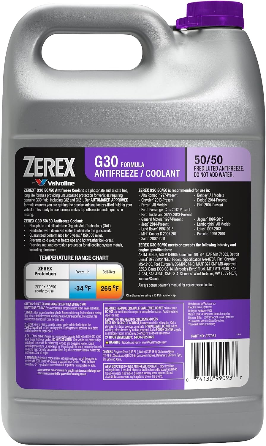 image:imageZerex G30 5050 ReadytoUse Antifreeze Coolant 1 Gallon