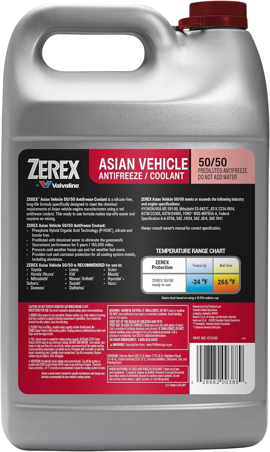 image:imageZerex Asian Vehicle Blue Silicate and Borate Free 5050 Prediluted ReadytoUse AntifreezeCoolant 1 GAAsian Red