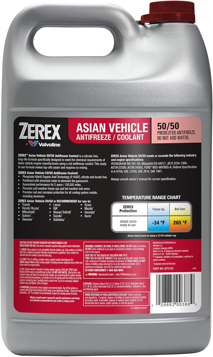 image:imageZerex Asian Vehicle Blue Silicate and Borate Free 5050 Prediluted ReadytoUse AntifreezeCoolant 1 GAAsian Red